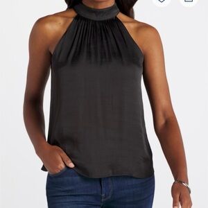 Elegant Black Halter Neck Top Blouse